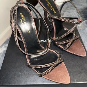 Saint Laurent Women's Black Strappy Heels